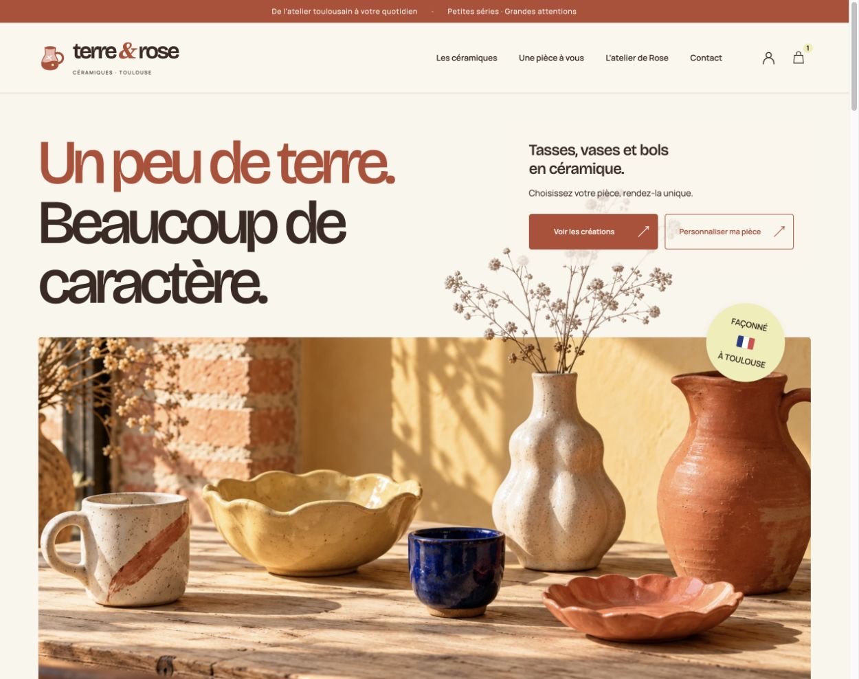 Aperçu du site Terre & Rose créé par Eylan
