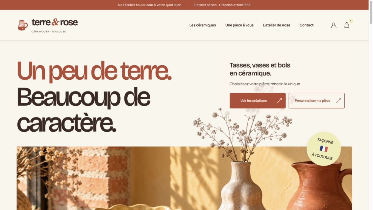 Boutique en ligne Terre & Rose réalisée par Eylan